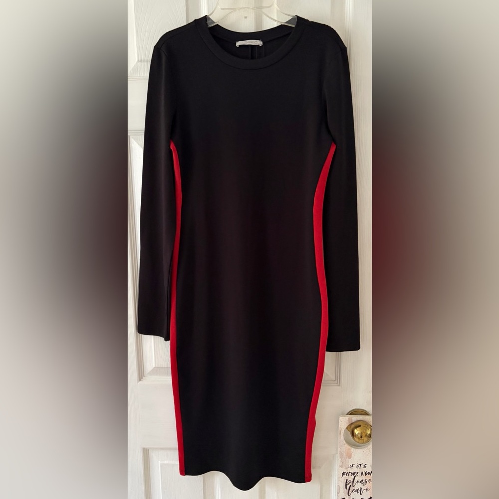 Zara Black Dress with Red and Green Accents